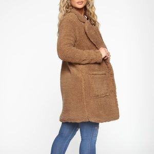 Fashion Nova Sherpa Coat-Mocha size Small
